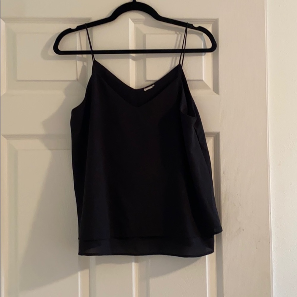 simple black tank with spaghetti straps